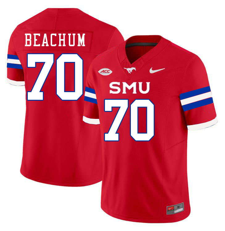 SMU Mustangs #70 Kelvin Beachum Jersey College Football Uniforms-Red